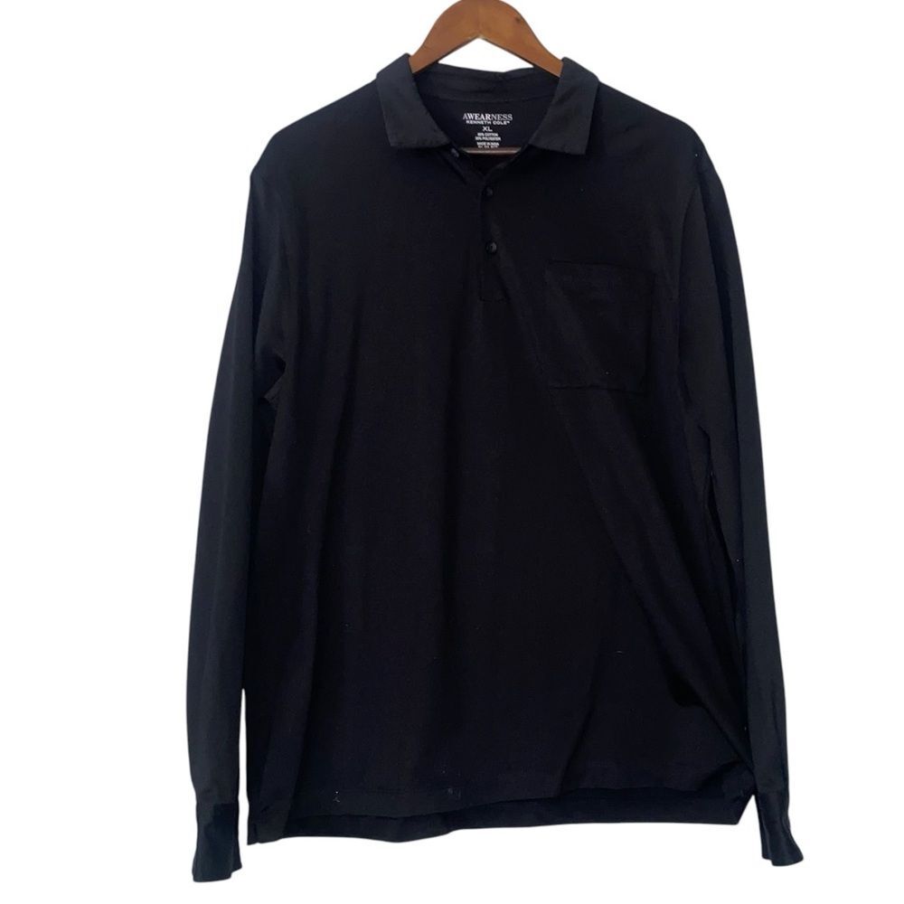 Awareness Kenneth Cole Black  Long Sleeve Polo Shirt